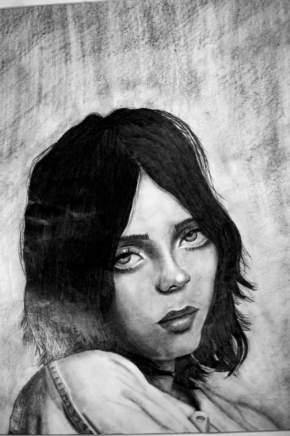 Pencil drawing of a girl with dark hair Pencil drawing of a girl with dark hair