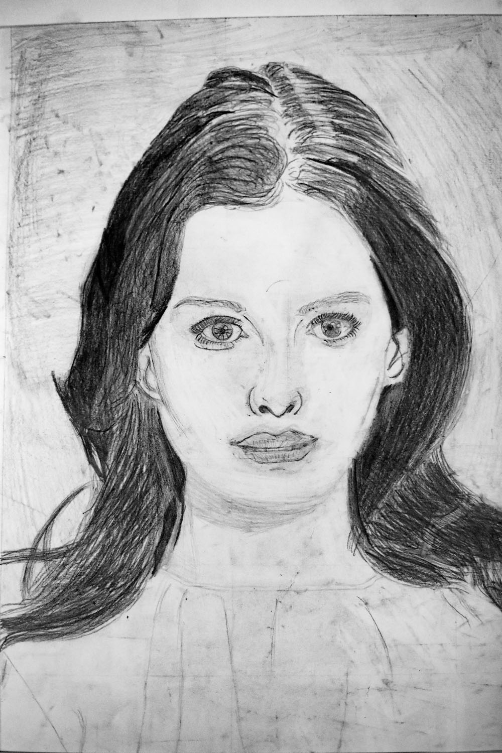 Pencil Drawing of girl with straight face Pencil Drawing of girl with straight face
