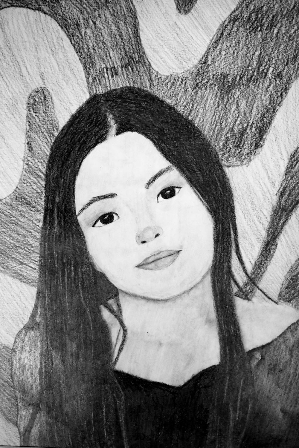 Pencil Drawing of girl with her tilted head Pencil Drawing of girl with her tilted head