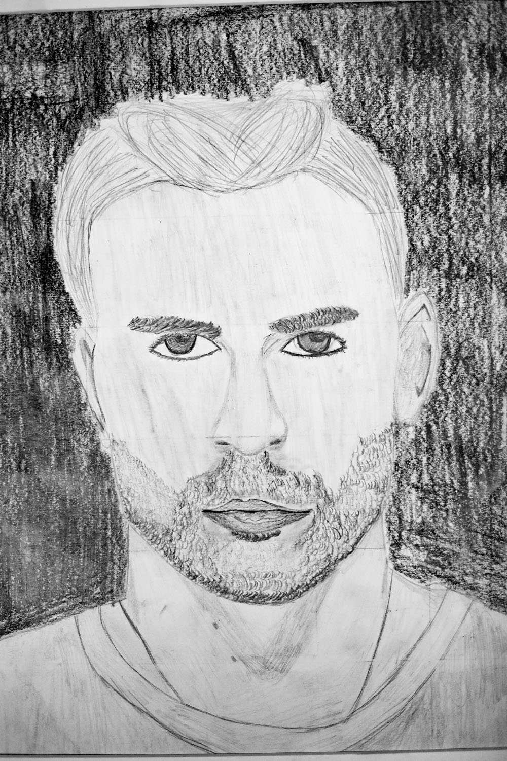 Pencil drawing of man with a dark background Pencil drawing of man with a dark background
