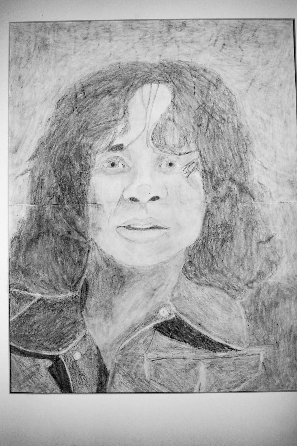 Pencil drawing of man with long hair Pencil drawing of man with long hair