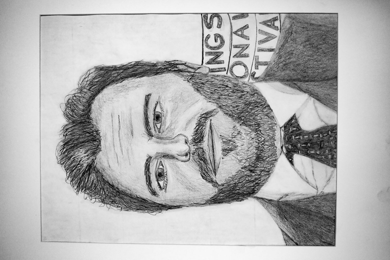 Pencil drawing of man with a short beard Pencil drawing of man with a short beard