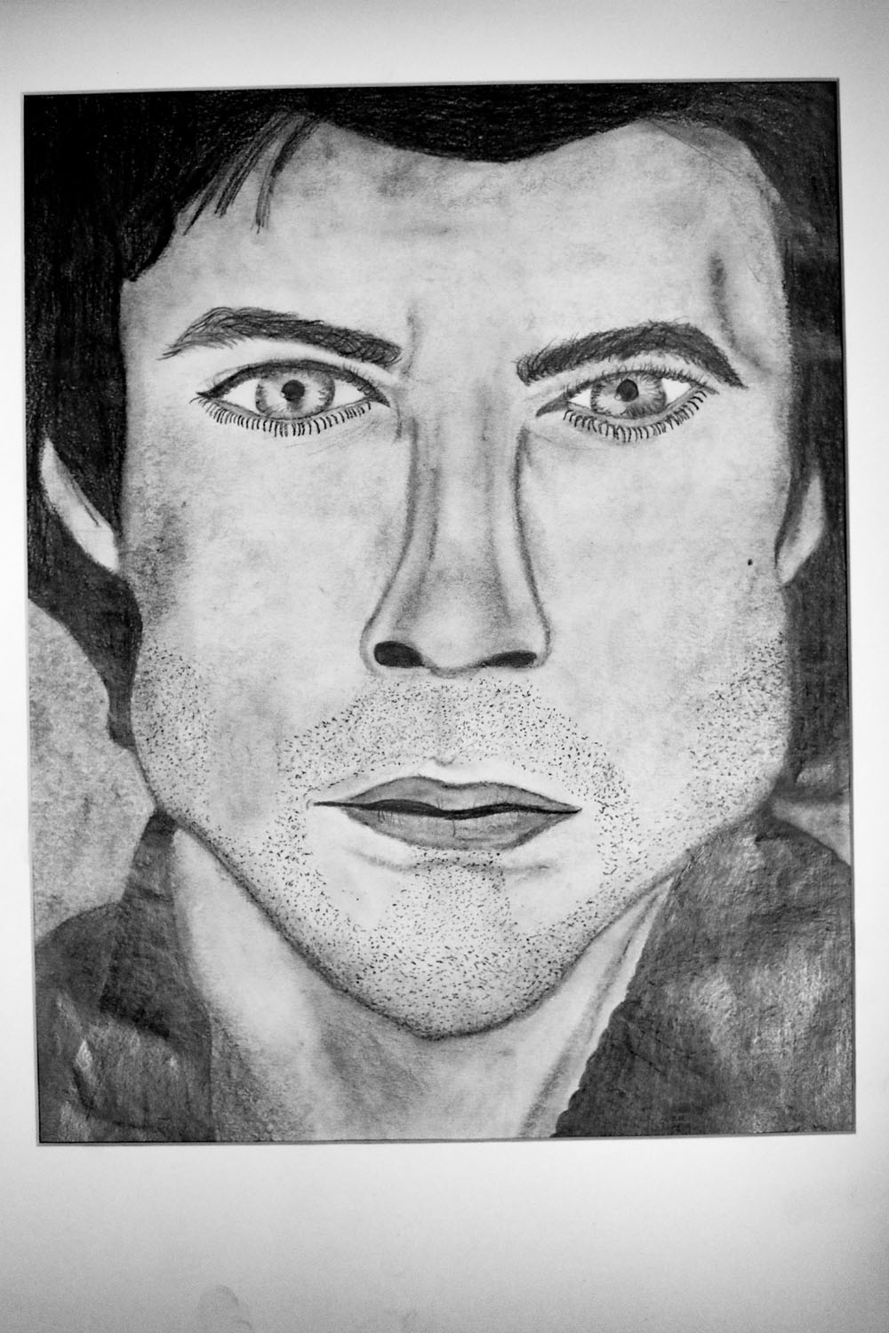 Pencil drawing of man with stubble Pencil drawing of man with stubble