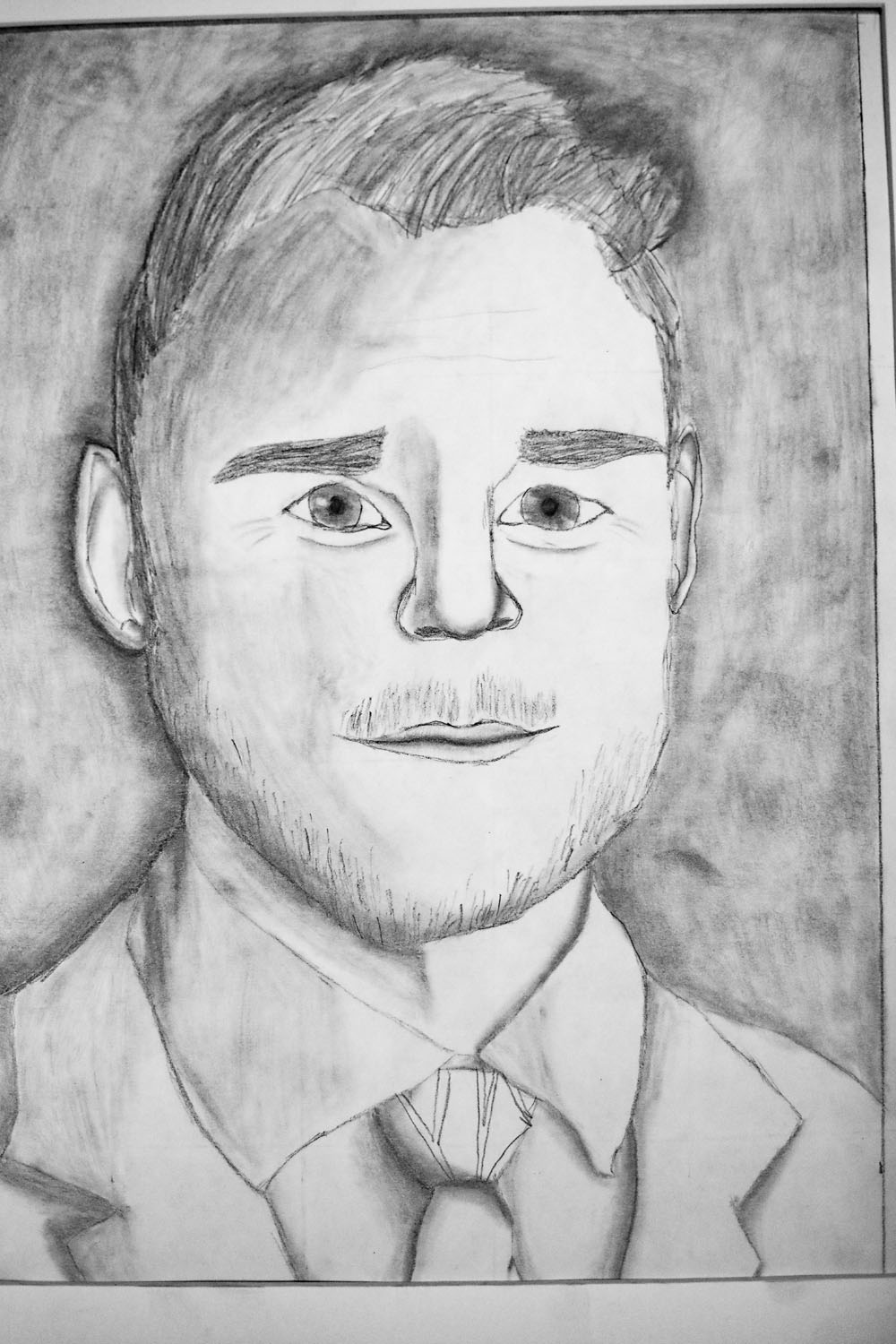 Pencil drawing of a man in suit and tie Pencil drawing of a man in suit and tie