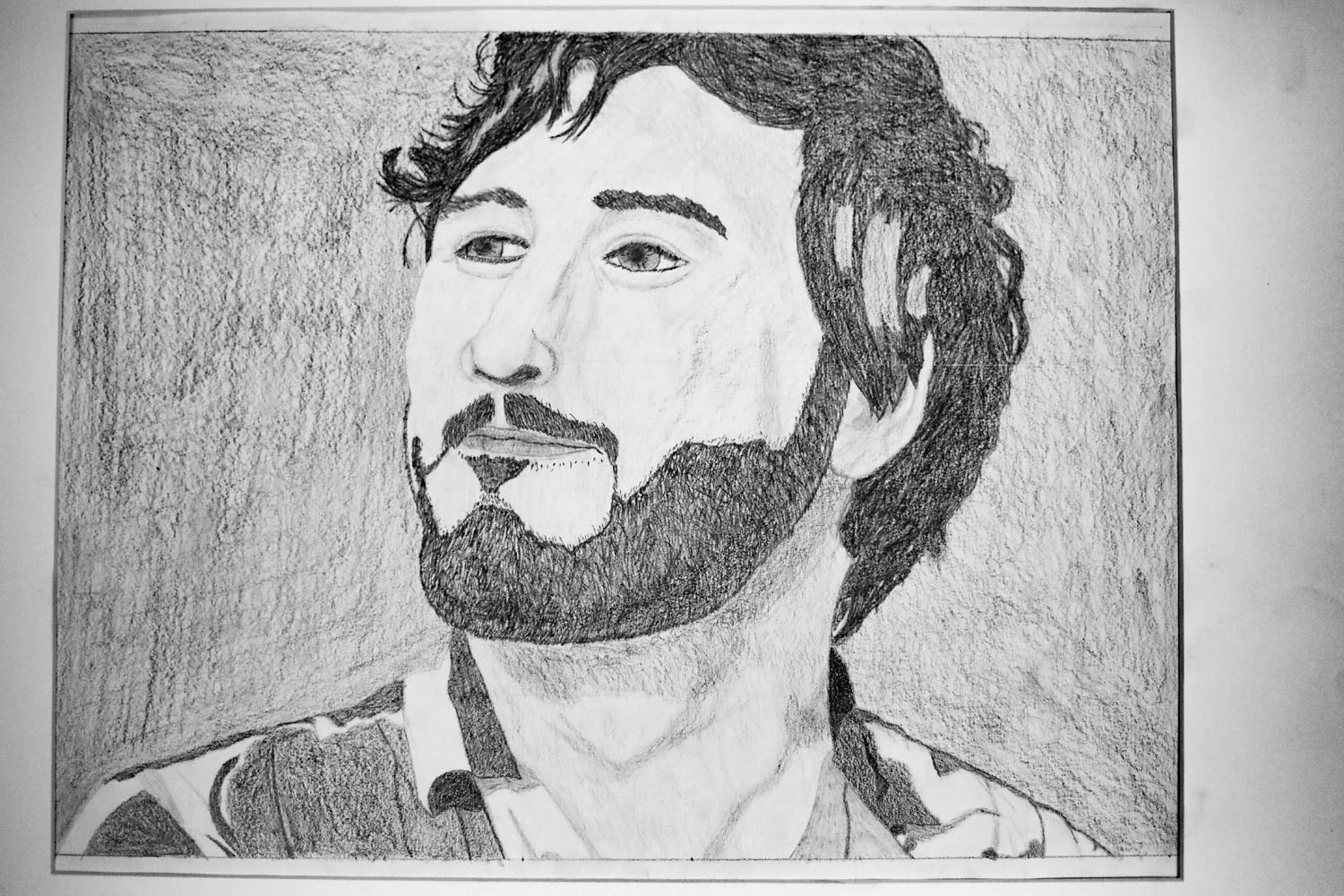 Pencil drawing of a man with a dark beard Pencil drawing of a man with a dark beard