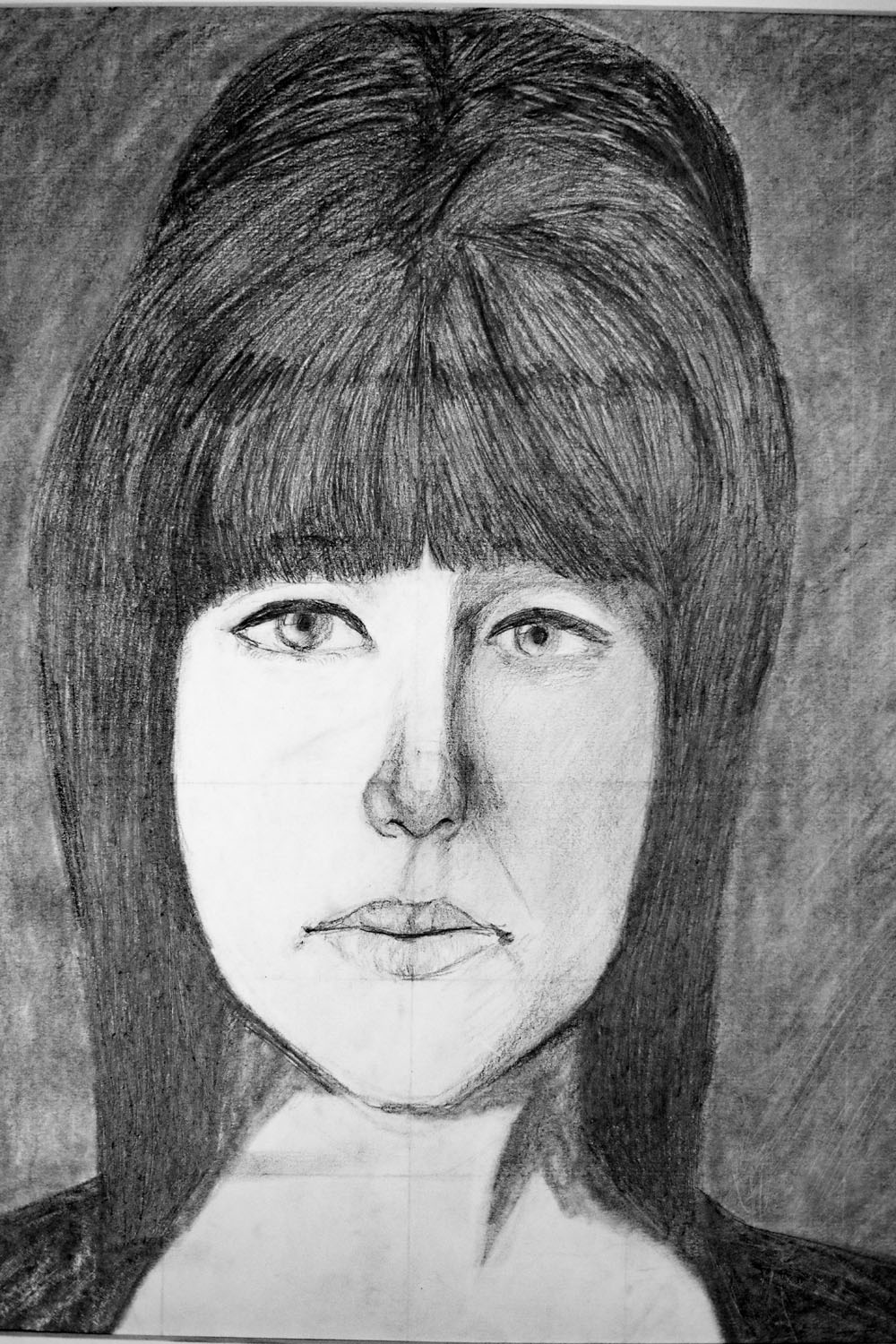 Pencil drawing of a woman with big hair Pencil drawing of a woman with big hair