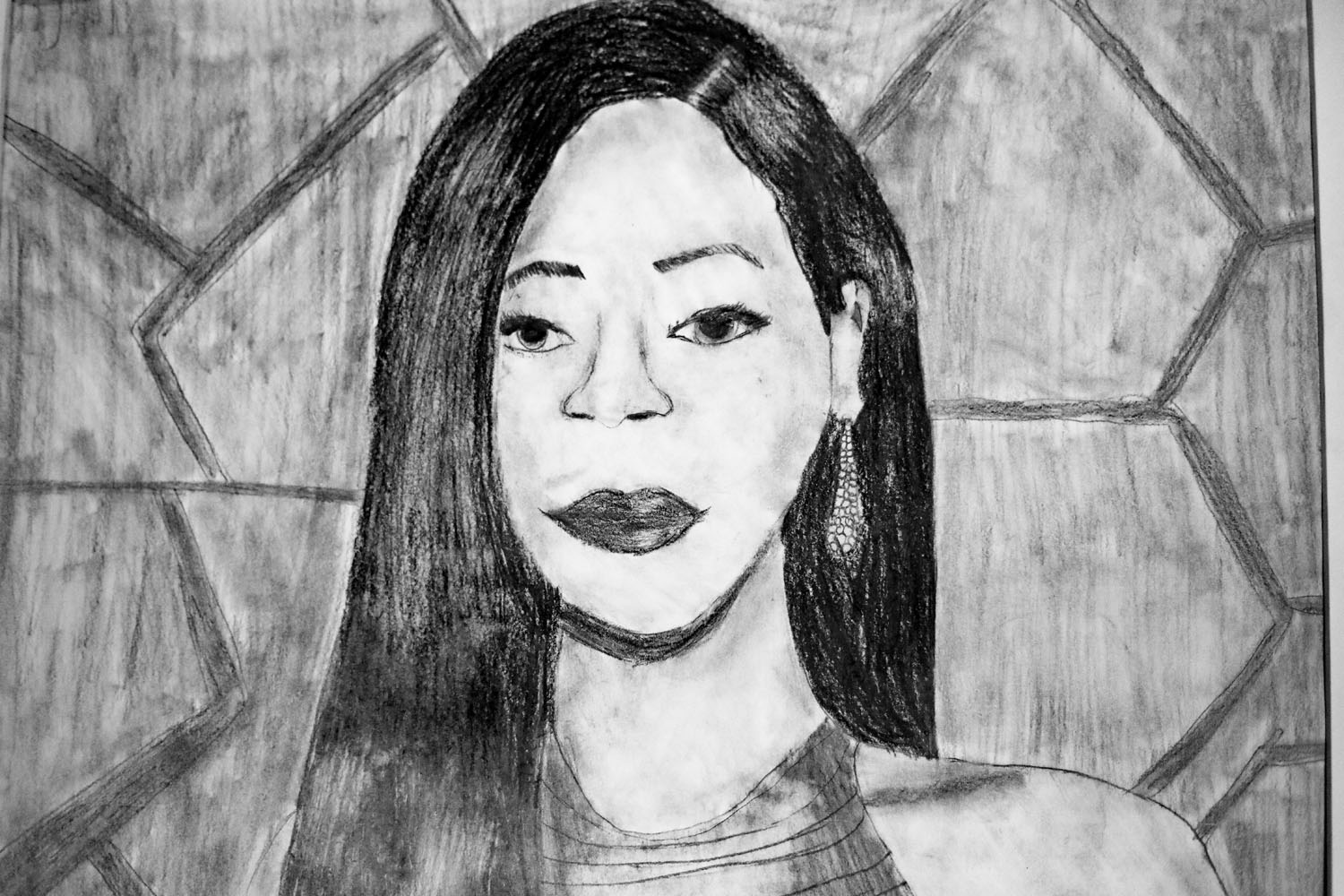 Pencil drawing of a woman with long hair Pencil drawing of a woman with long hair