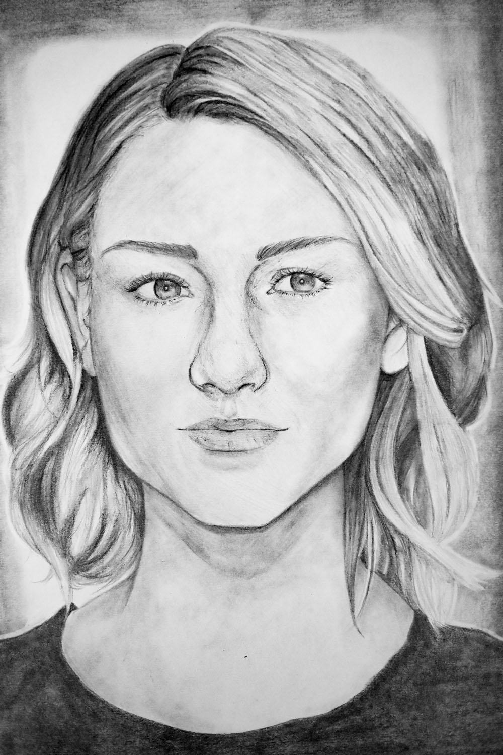 Pencil drawing of young woman Pencil drawing of young woman