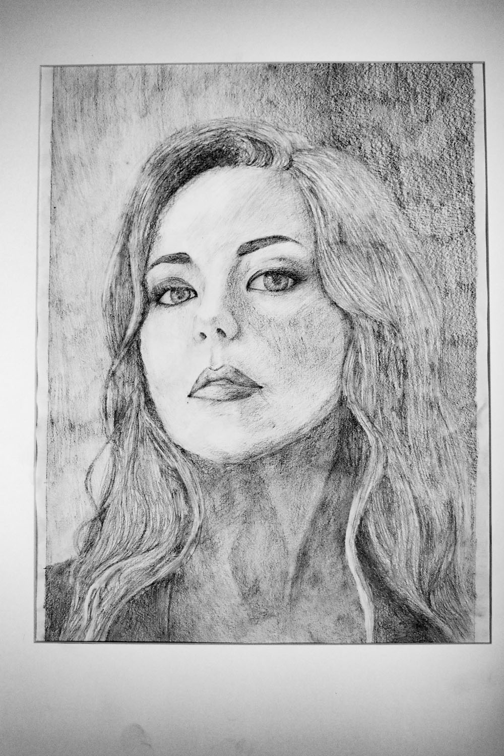 Pencil drawing woman with flowing hair Pencil drawing woman with flowing hair