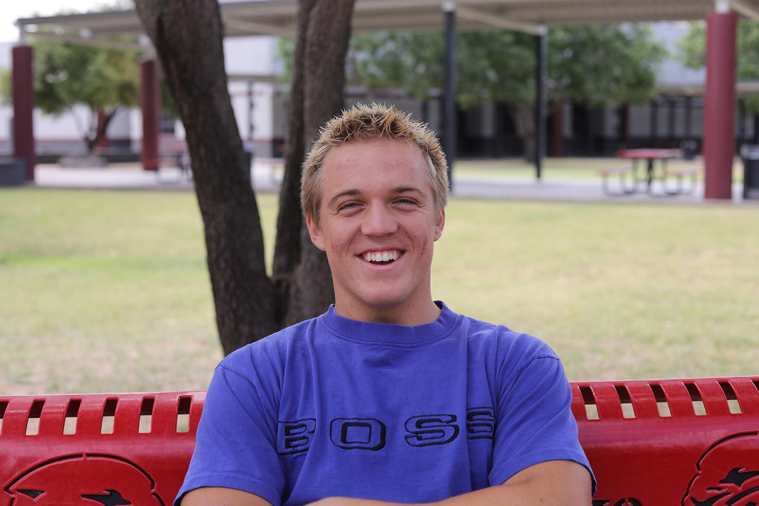 Student smiling in the DRHS courtyard Student smiling in the DRHS courtyard