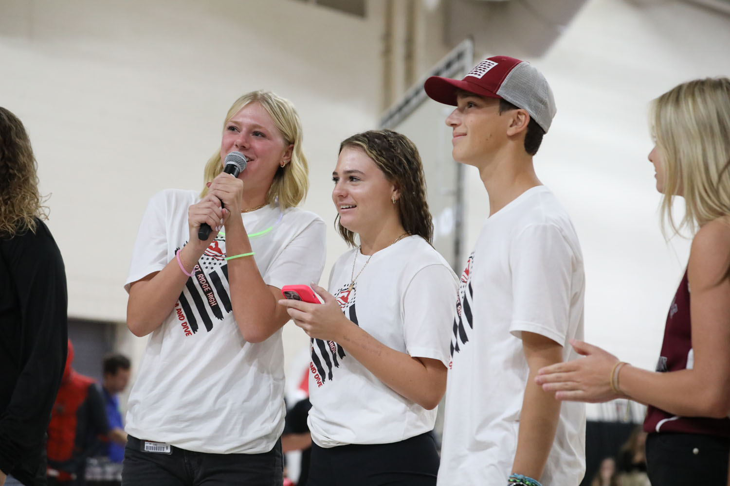 Swim and Dive Members Speaking Swim and Dive Members Speaking