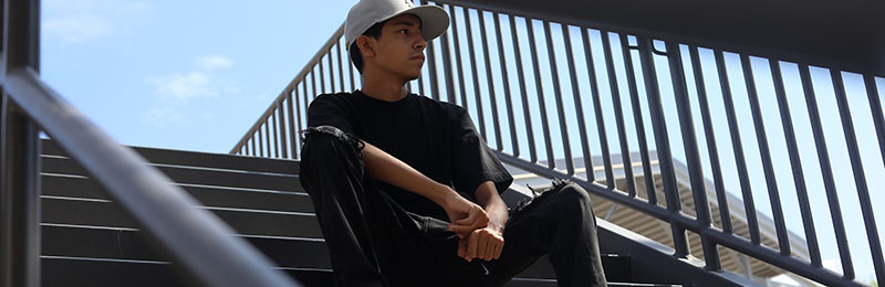 Orlando on the stairs