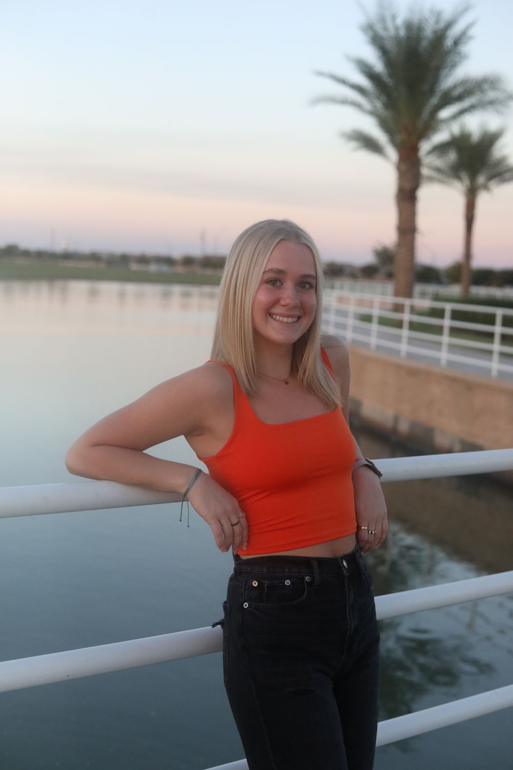 Kennedy smiling by the water Kennedy smiling by the water