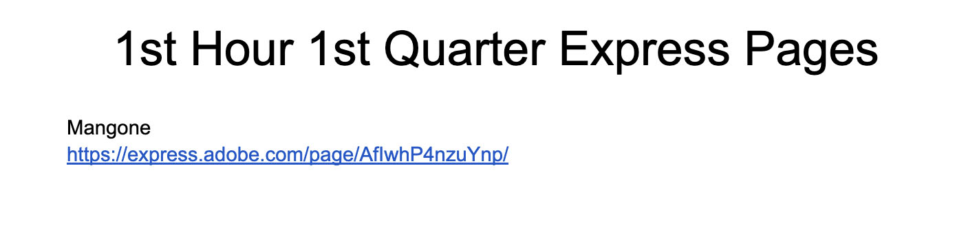 Express Page Link on Google Doc Express Page Link on Google Doc