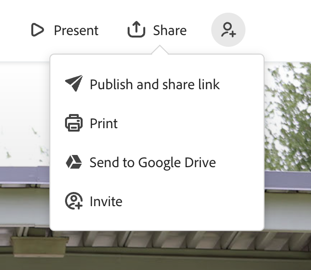 Publish and Share Link Publish and Share Link